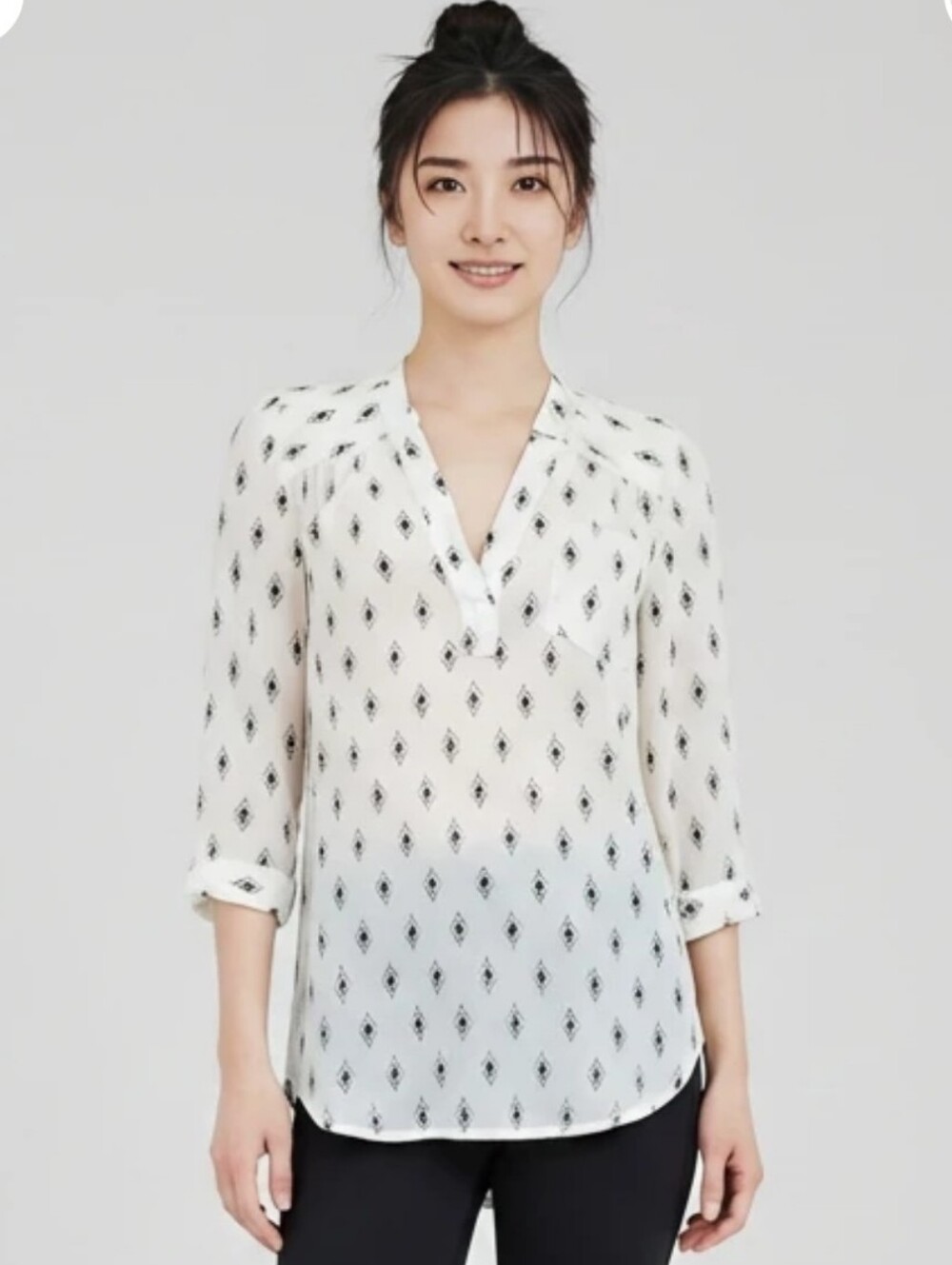 Maurices Black and White Patterned Blouse